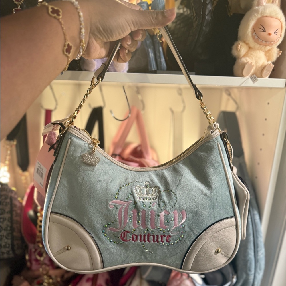 Juicy Couture Blue and Cream Juicy Dreamy Shoulder Bag